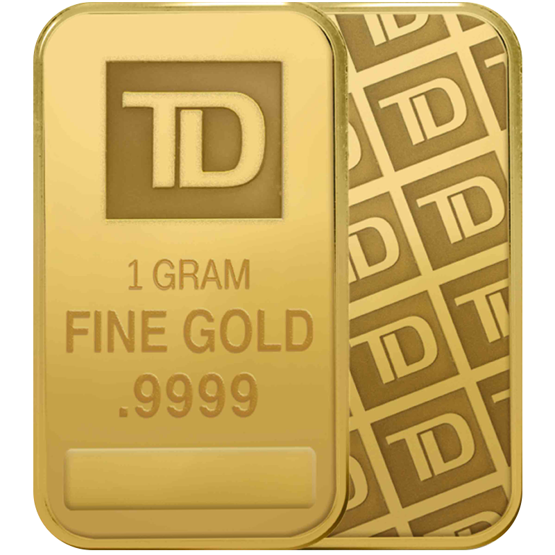1 gram TD Gold Bar - Secure Storage 3