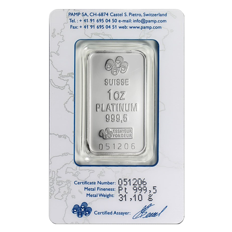 1 oz Platinum Bar- PAMP Suisse Lady Fortuna (w/ Assay) 4