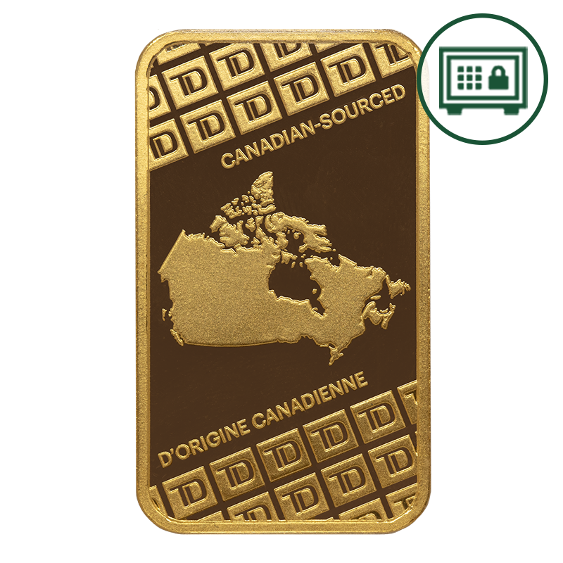 1oz TD Canadian-Sourced Fine Gold Bar - Secure Storage 1