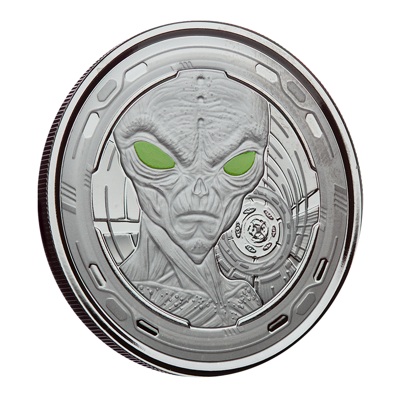 1 oz The Ghana Alien Black Rhodium Plated Coin (2022) 3