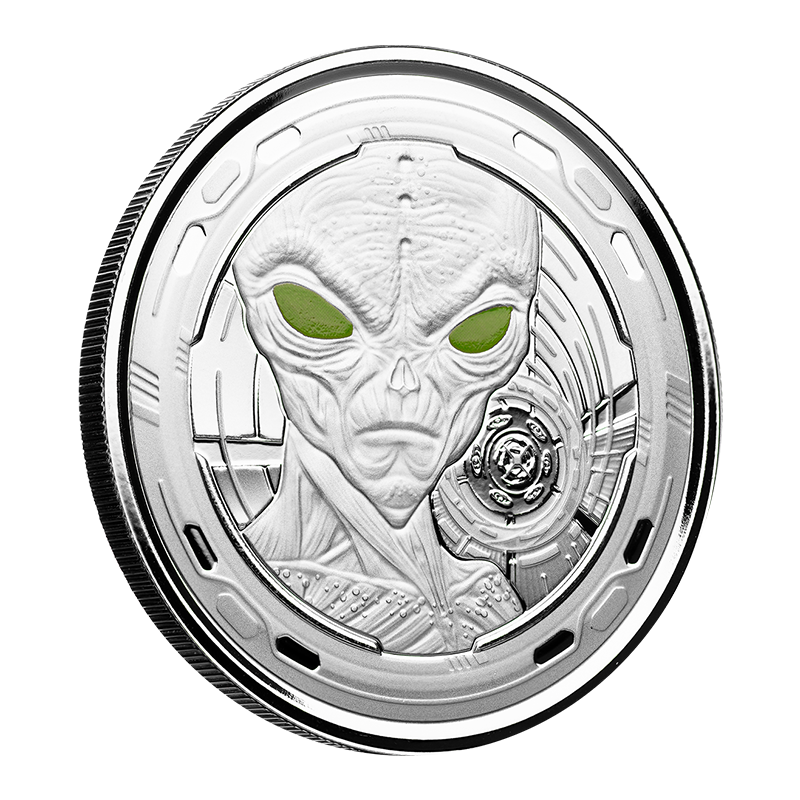 1 oz The Ghana Alien Silver Colour Coin (2022) 3