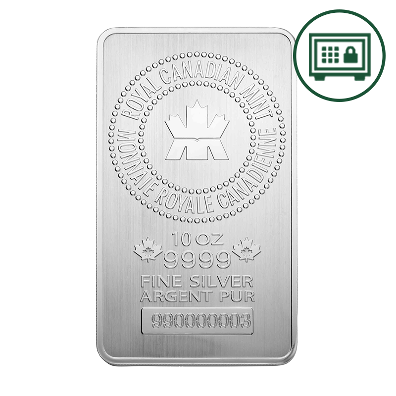 10 oz. Royal Canadian Mint Silver Bar - Secure Storage 1