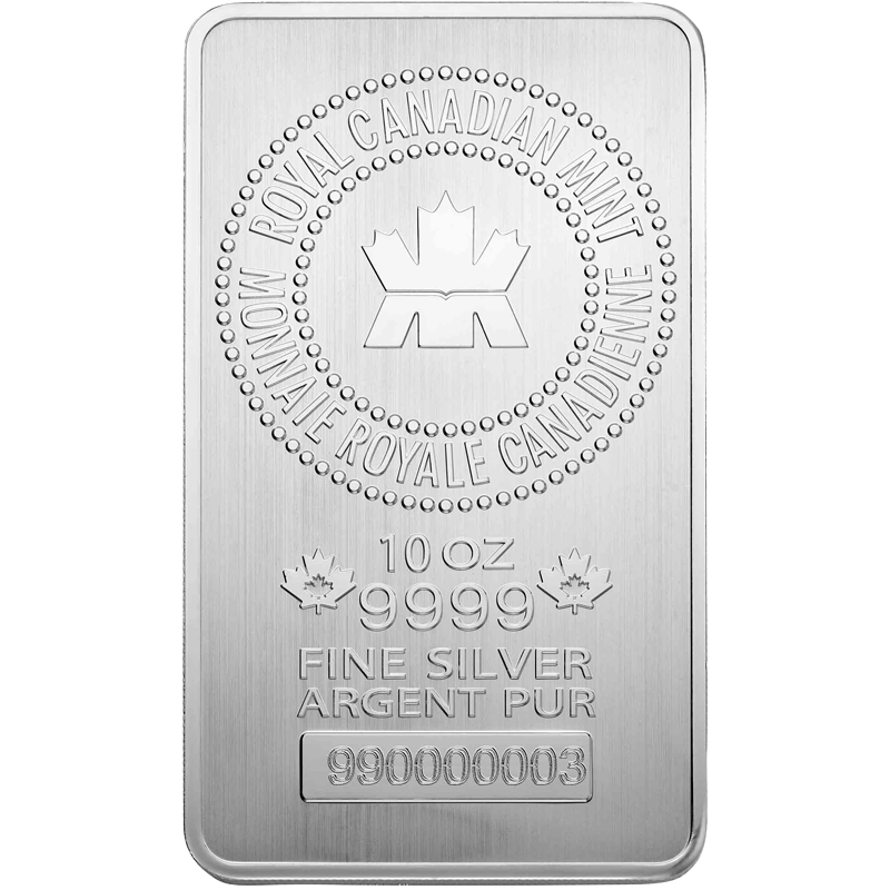10 oz. Royal Canadian Mint Silver Bar 1