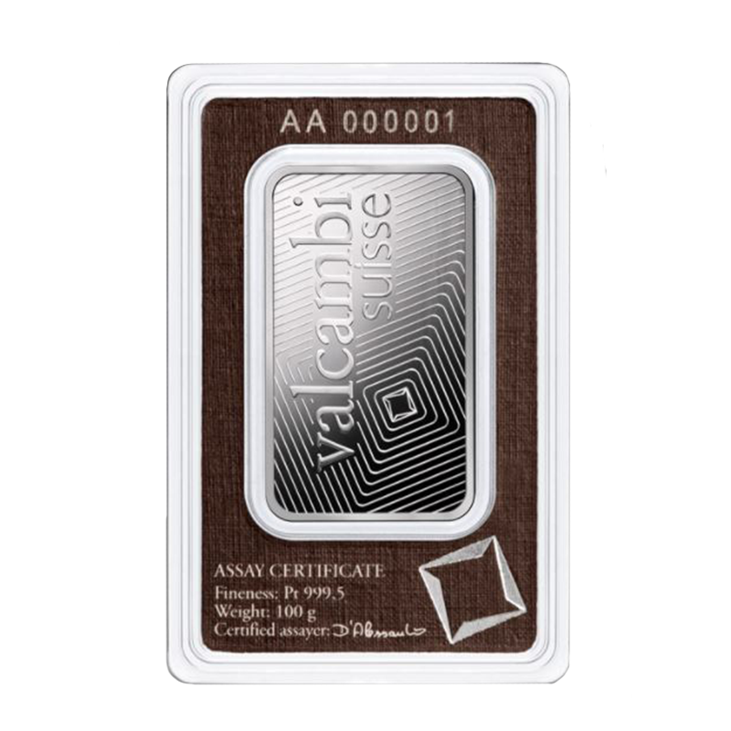 100 gram Valcambi Suisse Platinum Bar 2