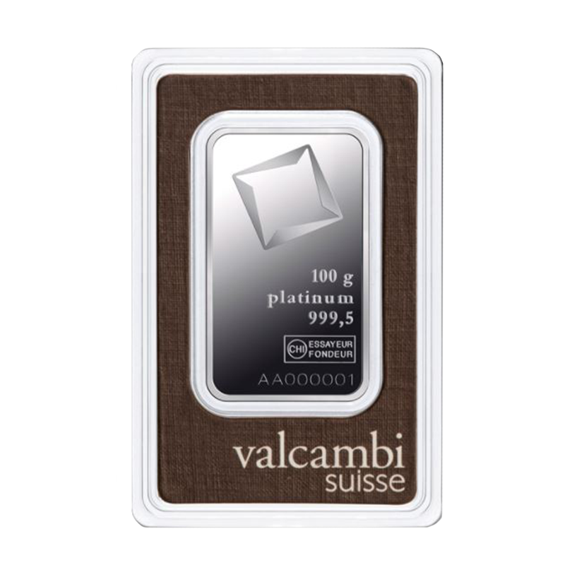 100 gram Valcambi Suisse Platinum Bar 1