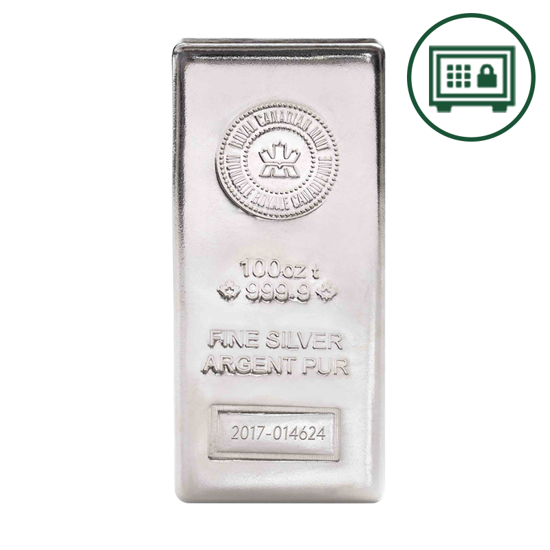 100 oz. Royal Canadian Mint Silver Bar - Secure Storage 1
