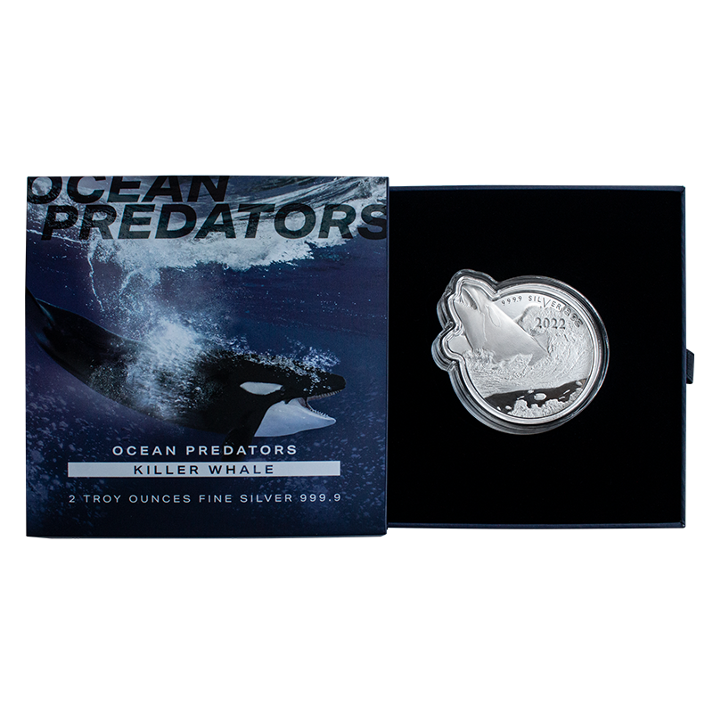 2 oz Silver Ocean Predators Killer Whale Coin (2022) 3