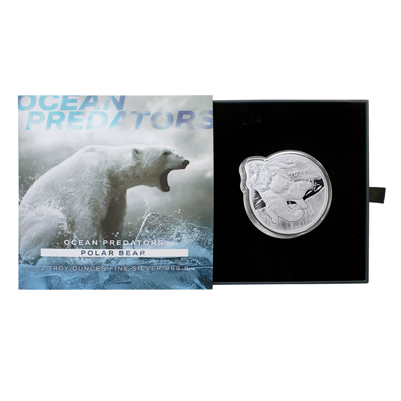 Pièce en argent de 2 oz de la série Prédateurs des mers : L’ours polaire (2021) 3