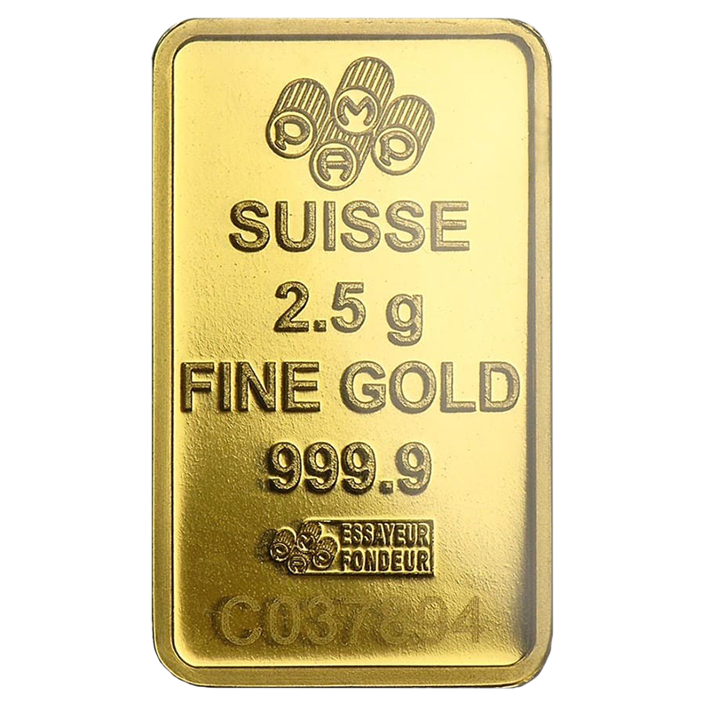 2.5 gram Gold Bar- PAMP Suisse Lady Fortuna (w/ Assay) 1