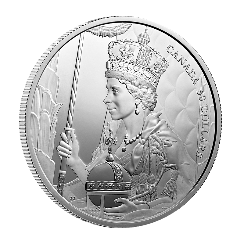2022 $50 Fine Silver Coin - Queen Elizabeth II's Coronation 3
