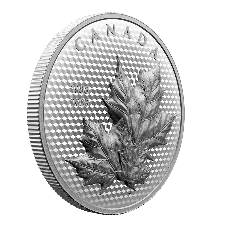 2023 $50 Fine Silver Coin - Maple Leaves In Motion 3