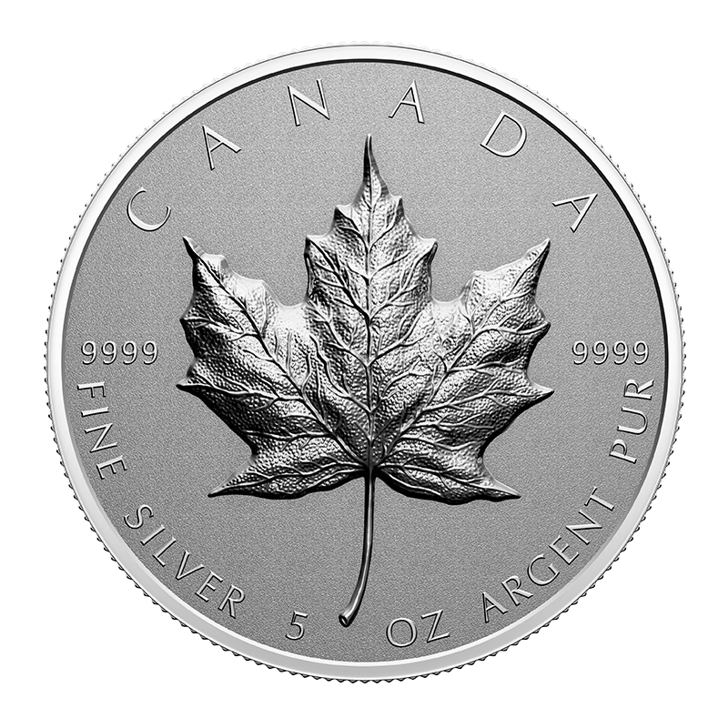5 oz. Fine Silver Coin - Ultra-High Relief Silver Maple Leaf 1