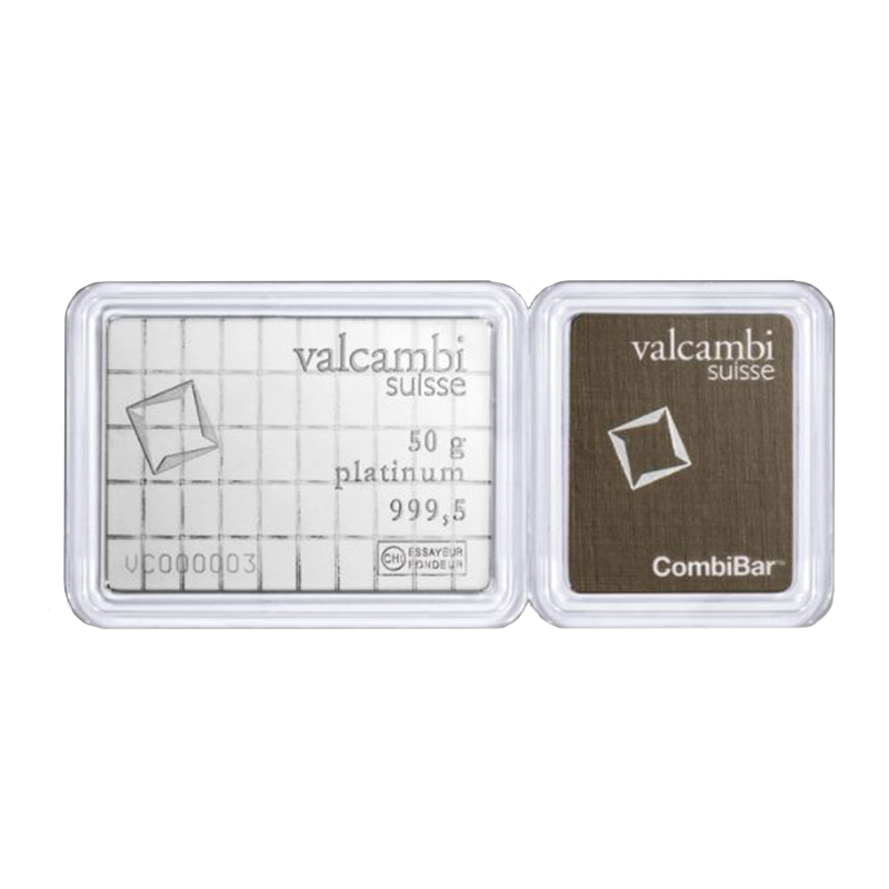 50 gram Platinum Valcambi CombiBar (50 x 1 g) 1