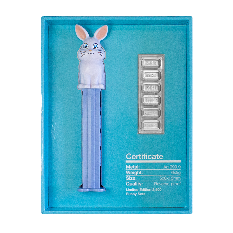 PEZ® Spring Bunny Silver Wafers & Dispenser Gift Set 2